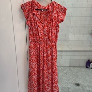 Red and purple floral swing dress